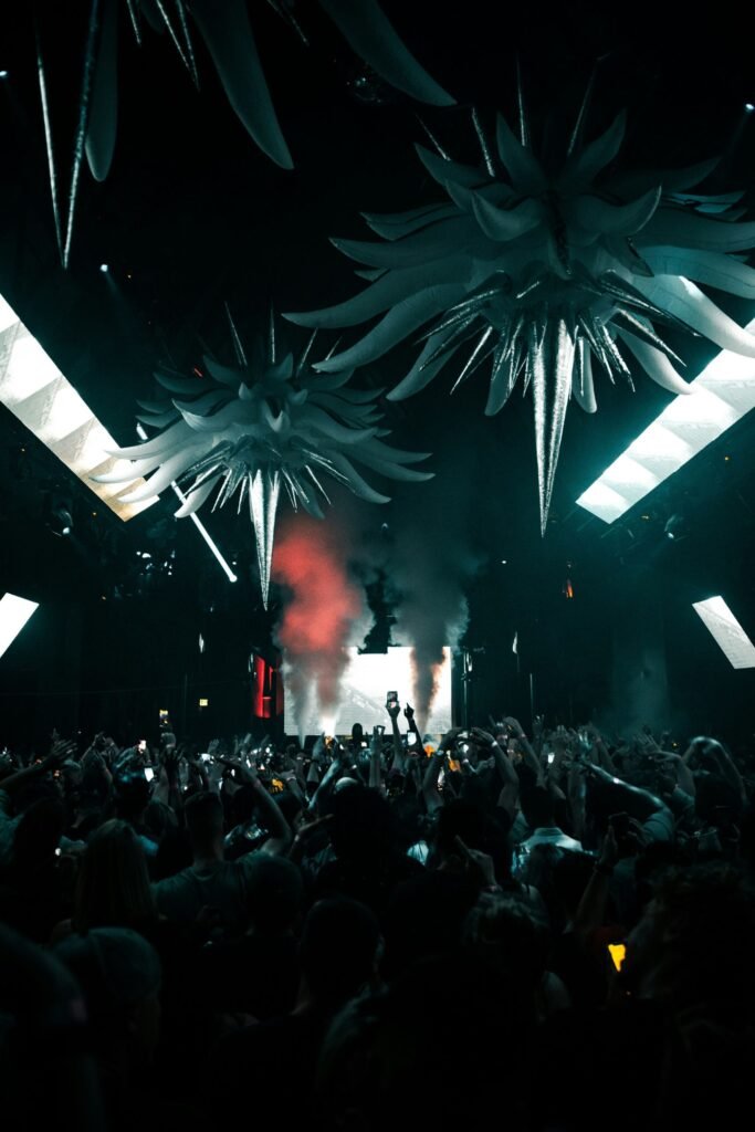 Dance floor with vibrant lights in a Colombo night club