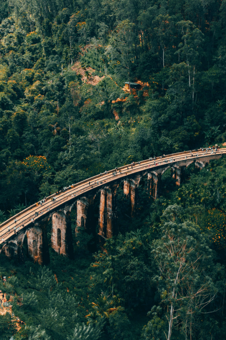 Nine Arch Bridge in Ella surrounded by lush greenery