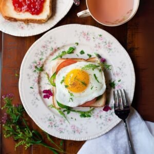 Tasty omlet and bulls eye served on a plate in Sri Lanka