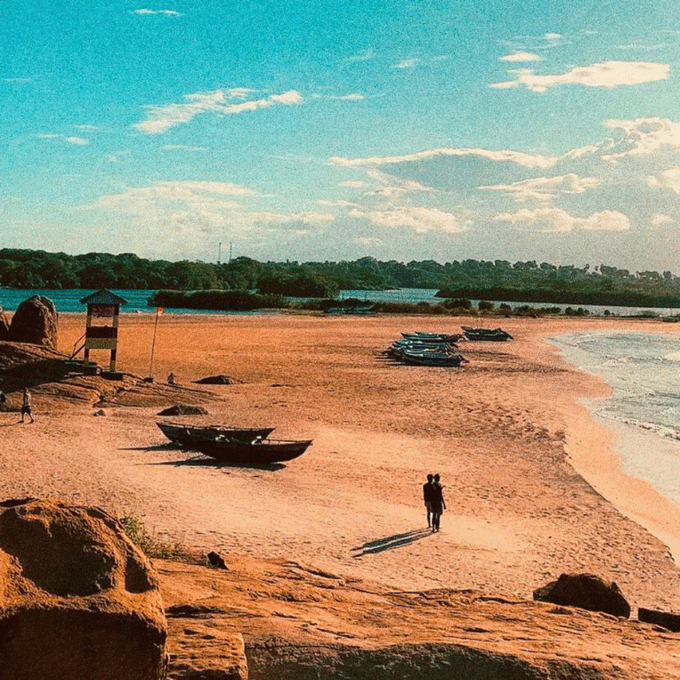 Traditional fishing boats at Panama lagoon Sri Lanka