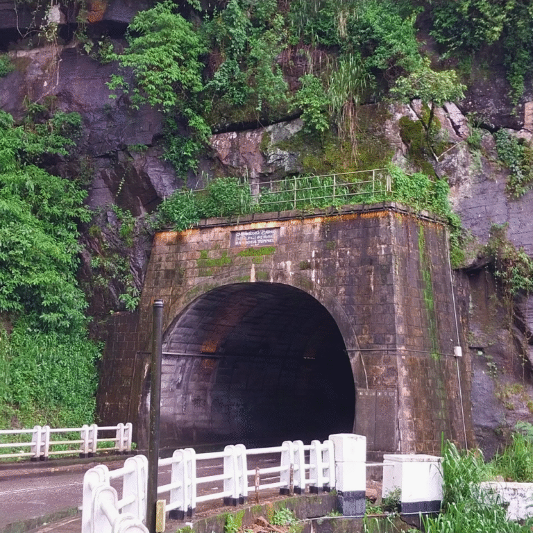 Lush greenery surrounding Ramboda Tunnel in Sri Lanka