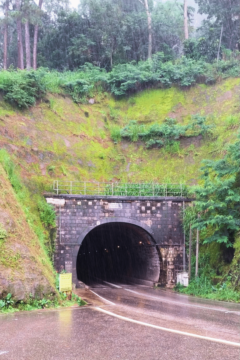 Picturesque Ramboda Tunnel framed by tropical forests