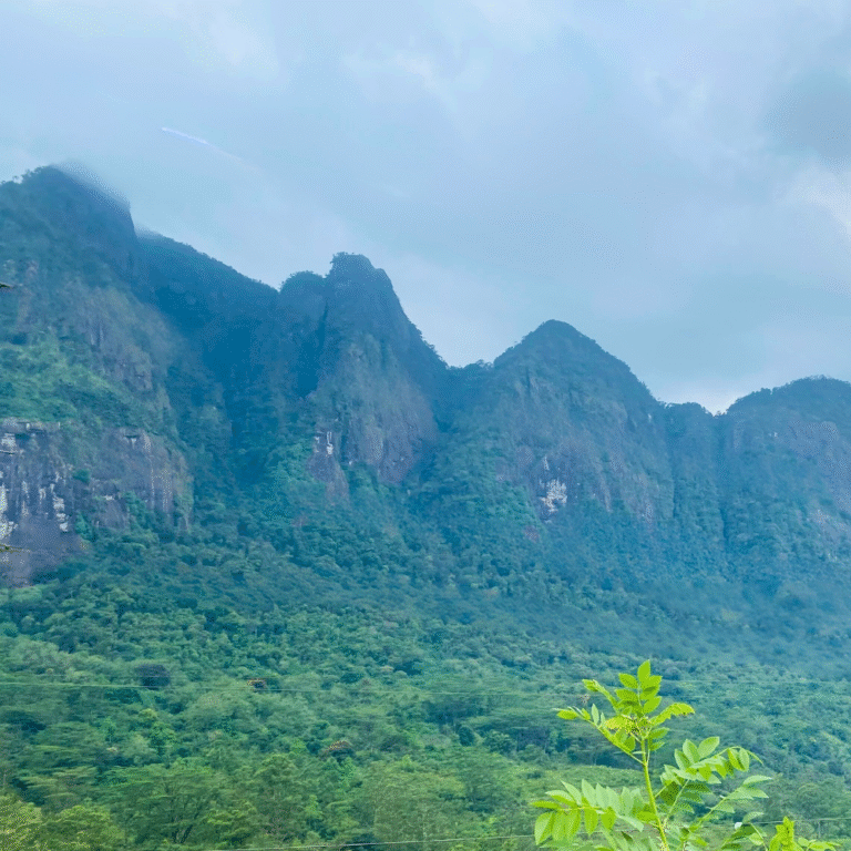 Scenic landscape of Saptha Kanya hills during sunrise