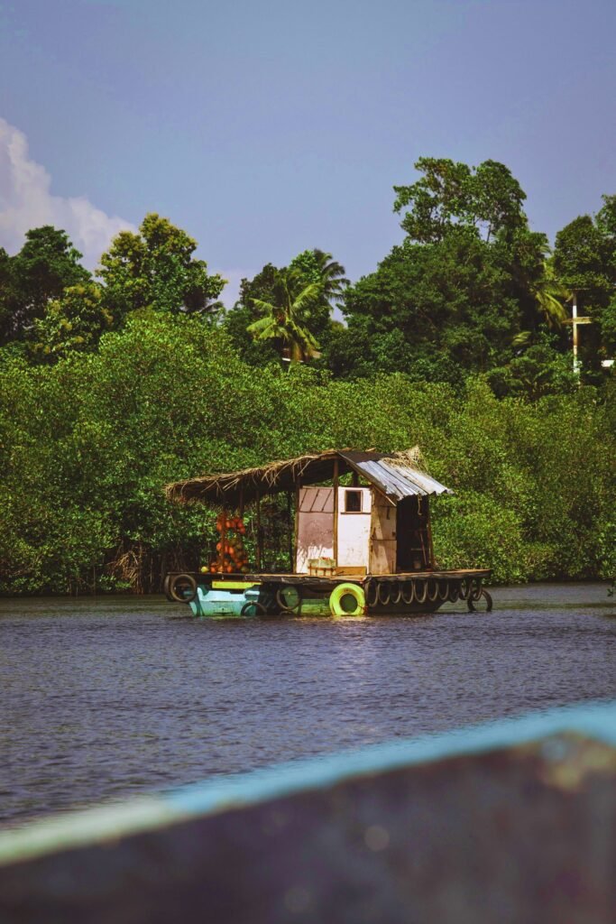 Wildlife spotting during a river boat safari in Sri Lanka