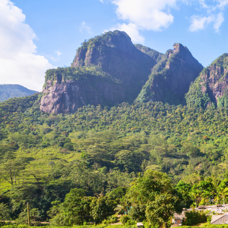Panoramic view of Saptha Kanya mountain range in Sri Lanka