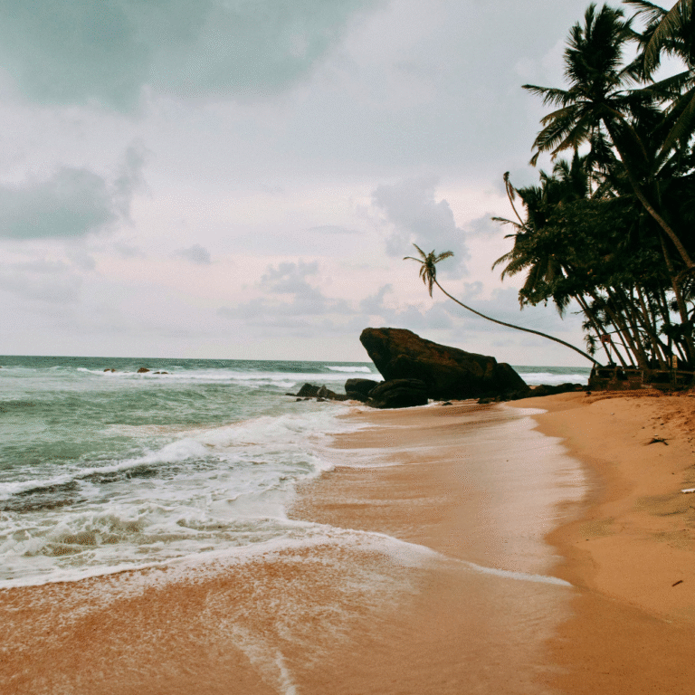 Coastal landmark Ship Rock in Sri Lanka