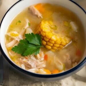 Sri Lankan chicken soup served hot with spices