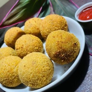 Sri Lankan fish cutlet served on a plate