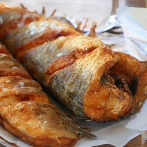 freshly cooked spicy fried fish from Sri Lanka