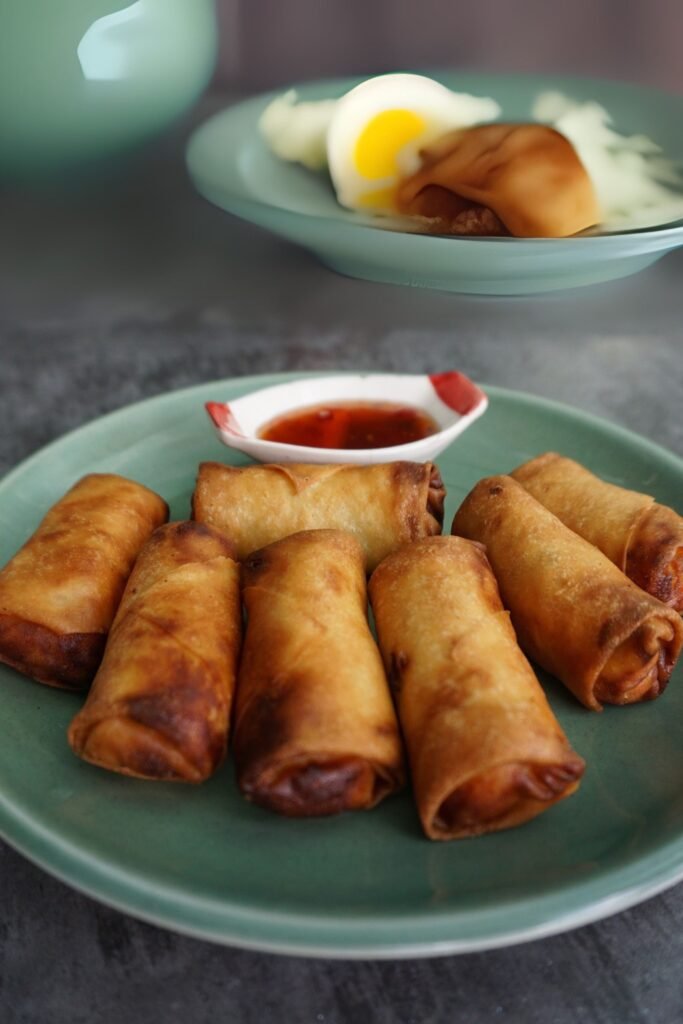 Delicious spicy mutton rolls on a plate
