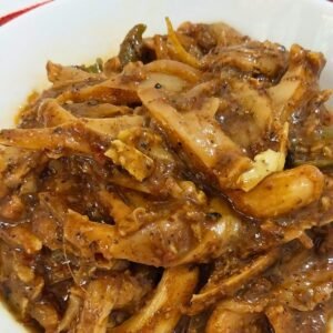 Close up of Sri Lankan mushroom curry with spices