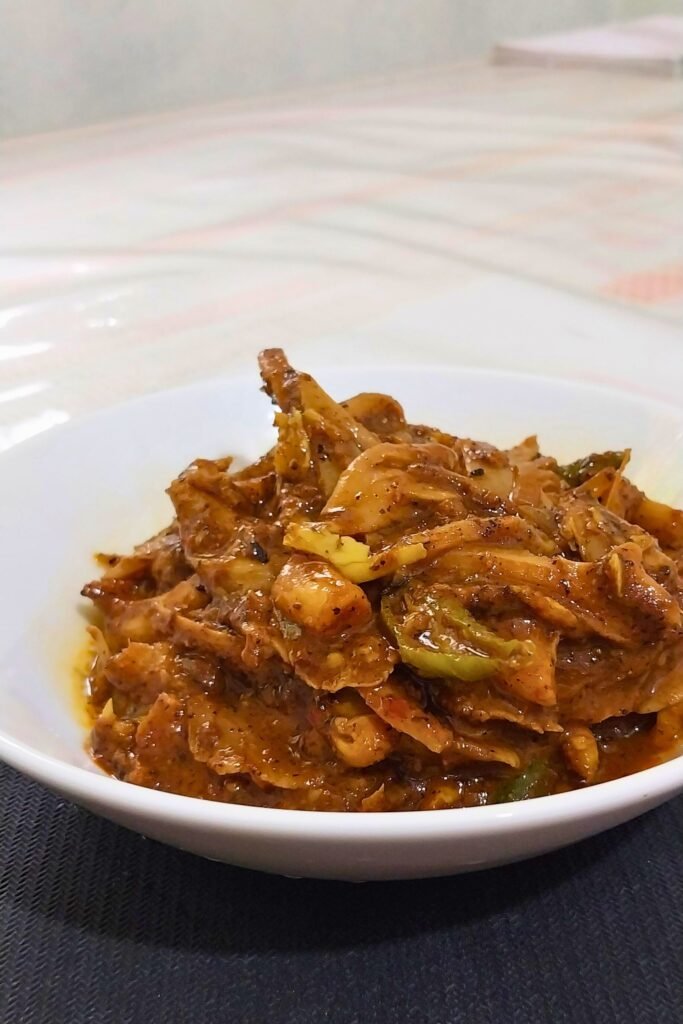 Sri Lankan bimmal mushroom curry served in a bowl