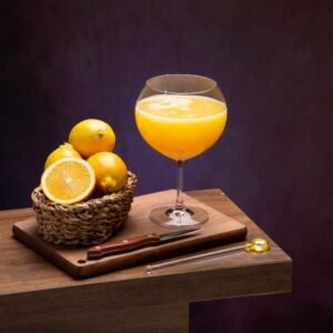 Cold tropical fruit juice glass with ice in Sri Lanka