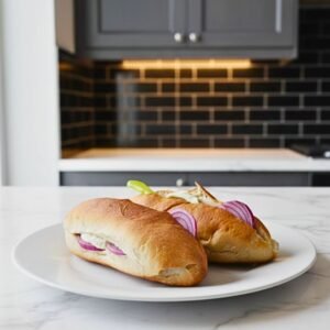 Traditional Sri Lankan egg bun with spicy egg filling