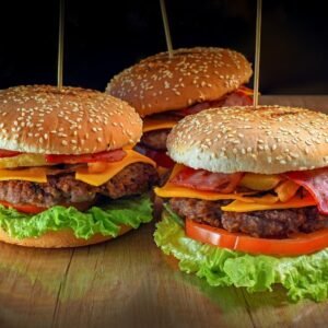 Burger served with local Sri Lankan ingredients
