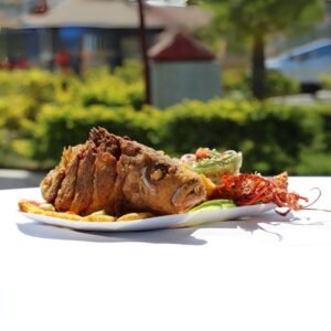 close up of Sri Lankan style fried fish