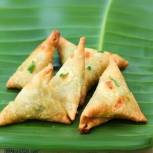Closeup of crispy fried samosa in Sri Lanka