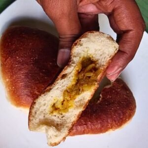 Freshly baked fish bun from a Sri Lankan bakery
