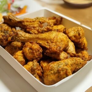 Sri Lankan fried chicken served on a plate