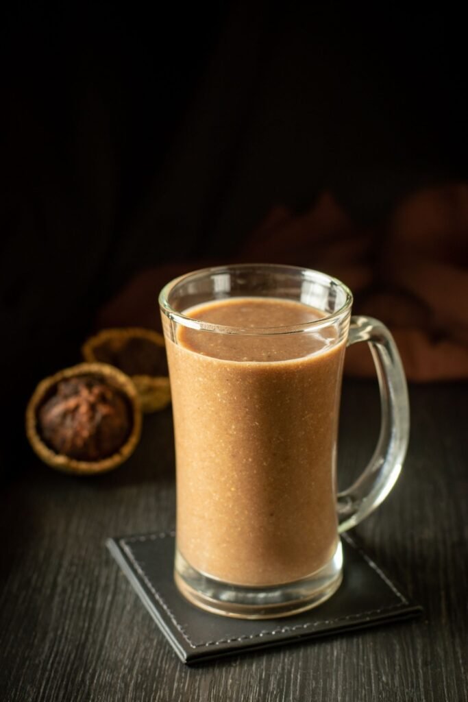 glass of wood apple milk beverage in Sri Lanka