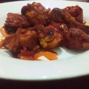 authentic Sri Lankan devil chicken on a plate