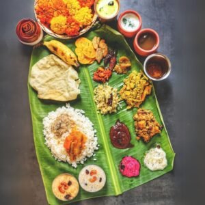 Sri Lankan lumprice rice cooked in ghee with side dishes