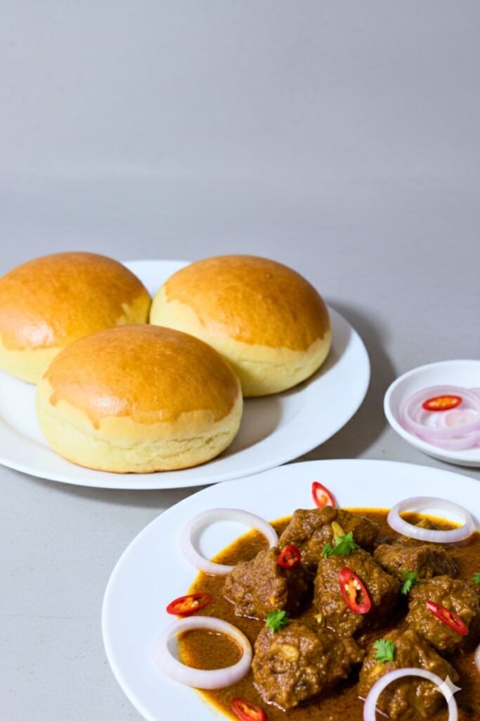 Delicious mutton bun from Sri Lanka served fresh