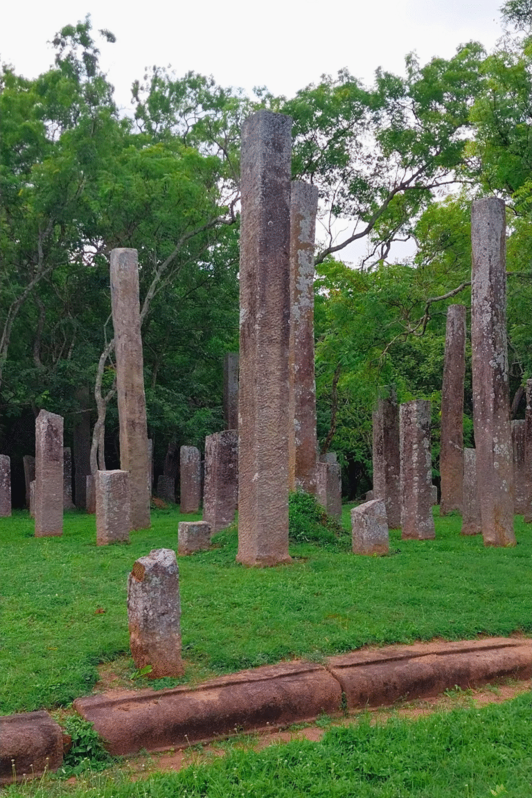 Stone pillars of Mahapali Refectory Hall ruins