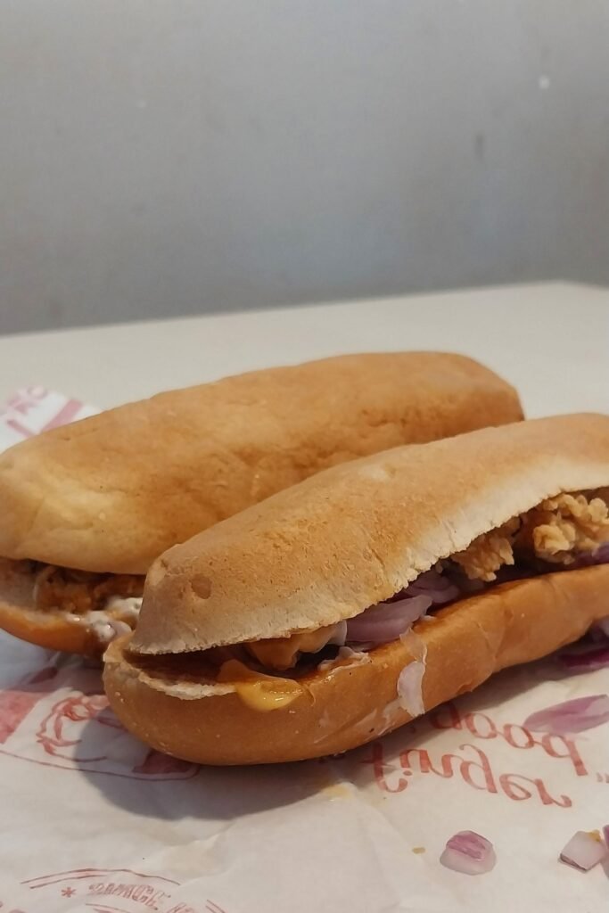 Sri Lankan submarine food with spicy chicken filling