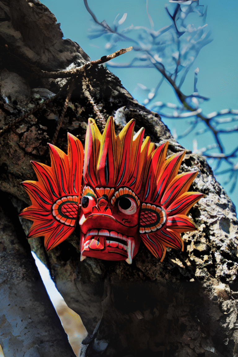 traditional Sri Lankan mask displayed at Ambalantota Mask Museum