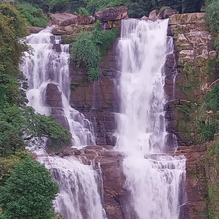 breathtaking Lower Ramboda Ella Falls in the hill country