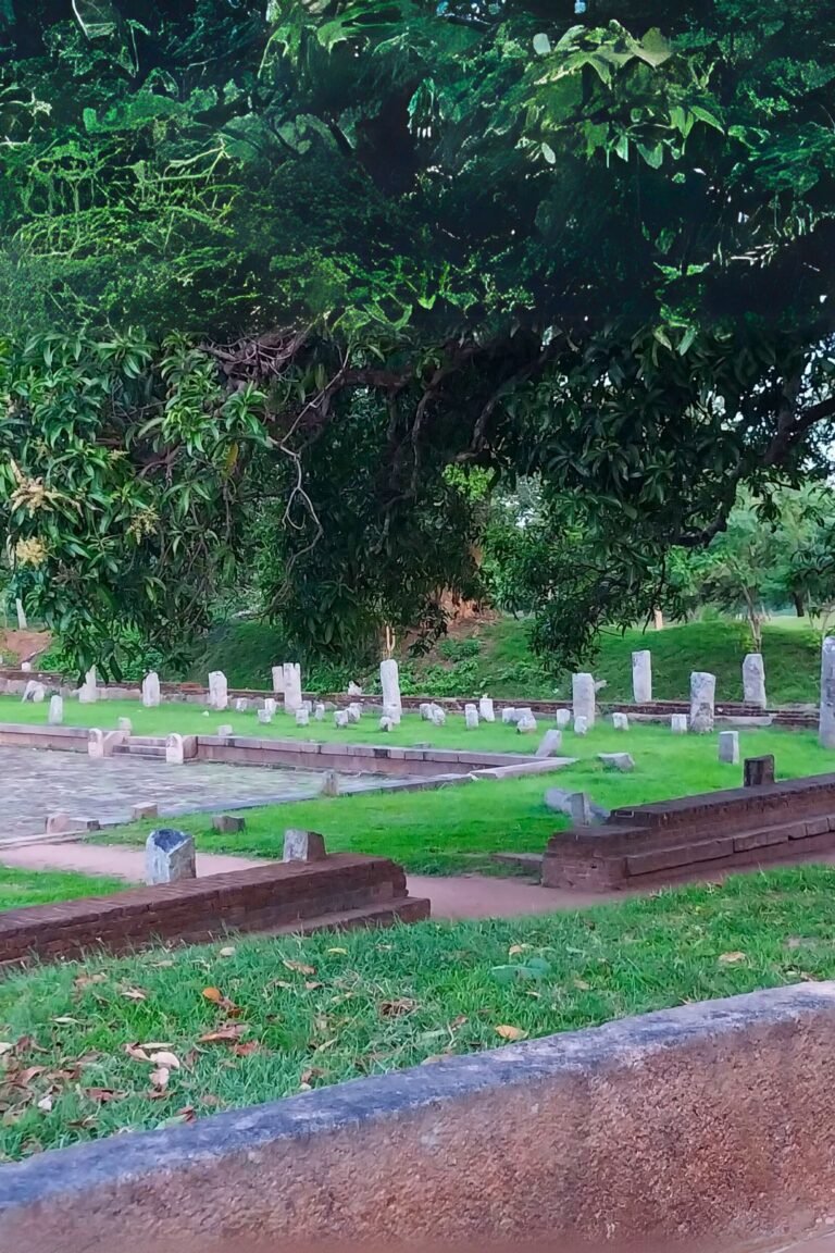 Front view of Mahavihara Refactory Hall in Anuradhapura