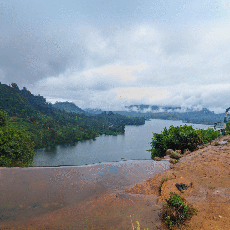 Picturesque Maussakelle Reservoir landscape in Nuwara Eliya district