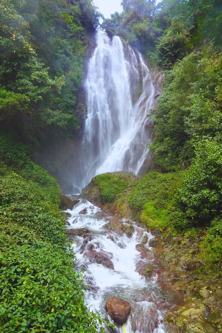 Clear water flowing at Mohini Ella Falls in Sri Lanka