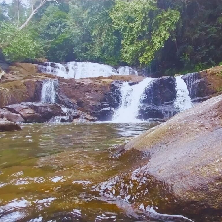 Peaceful natural setting around Lankagama Thattu Ella waterfall