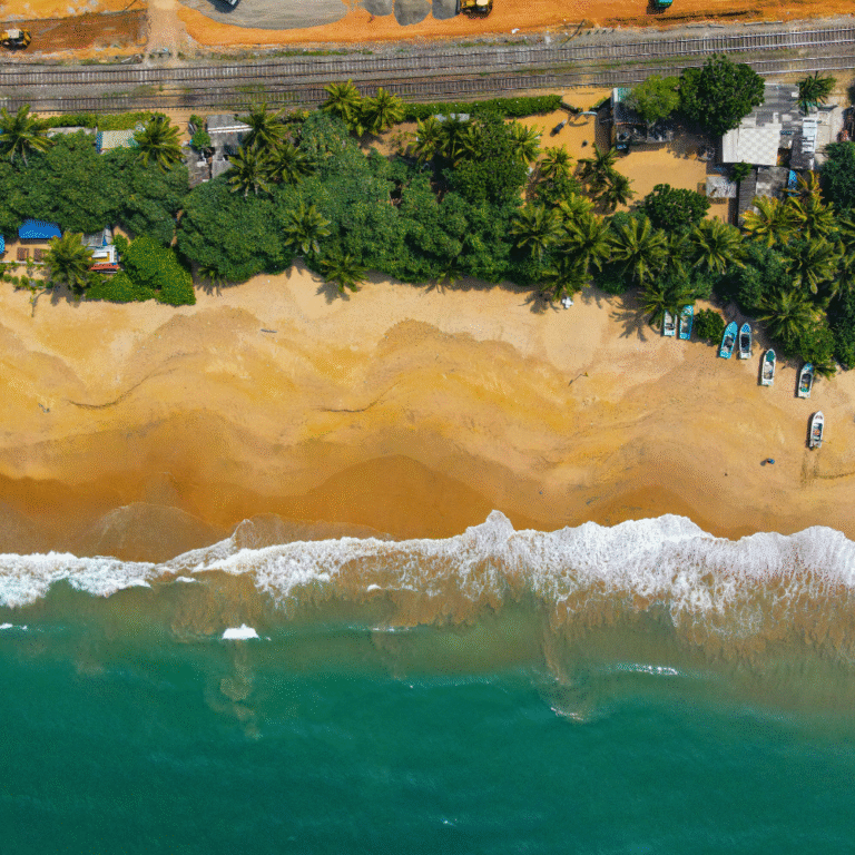 Aerial view of Mount Lavinia Beach in Sri Lanka