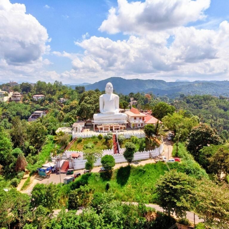 Bahirawakanda hilltop with surrounding lush greenery