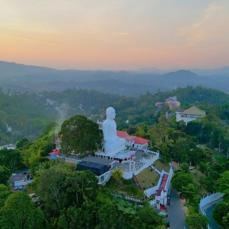 iconic golden Buddha statue at Bahirawakanda temple