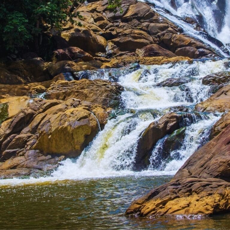 Beautiful view of Ethamala Ella Waterfall in Sri Lanka