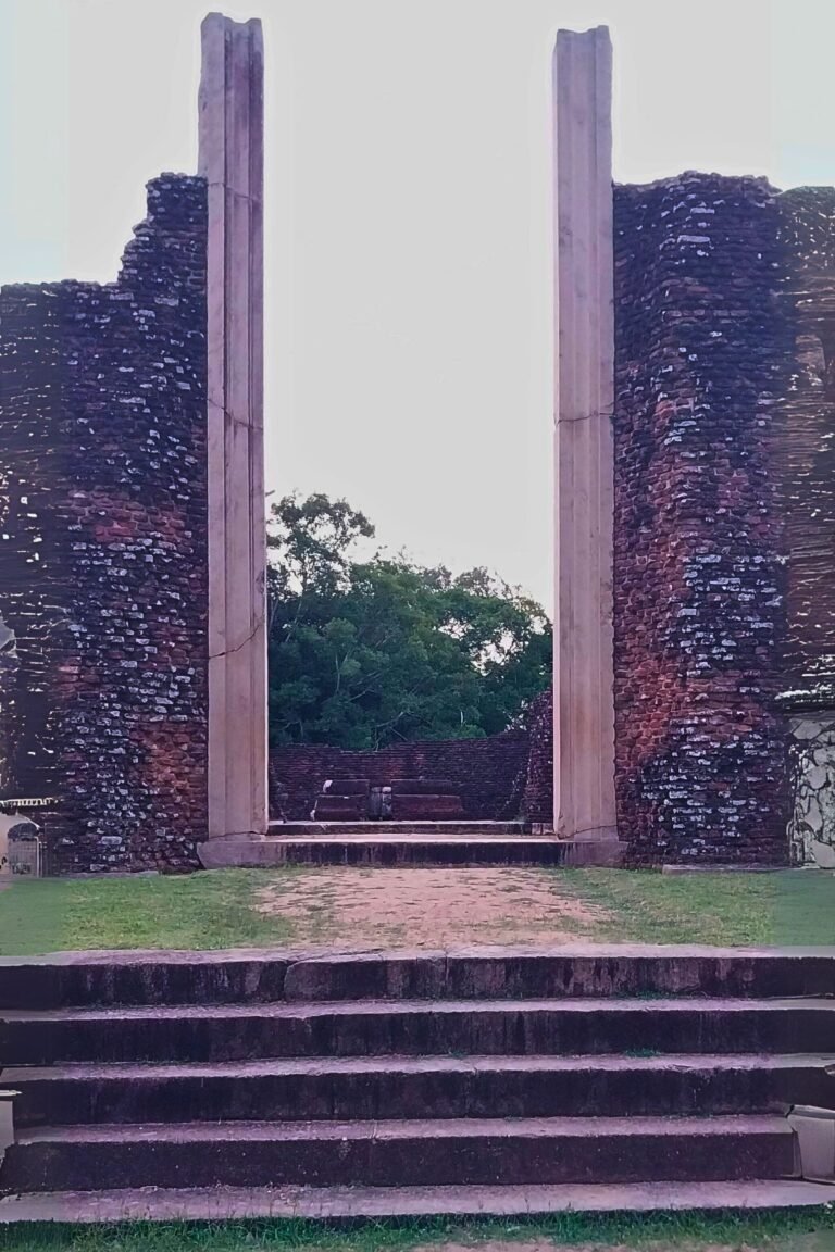 Front view of the Jethawana Image House with ancient architecture