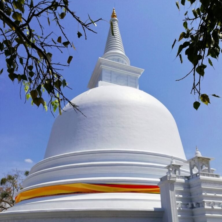 A panoramic view of Mahiyangana Raja Maha Viharaya temple in Sri Lanka