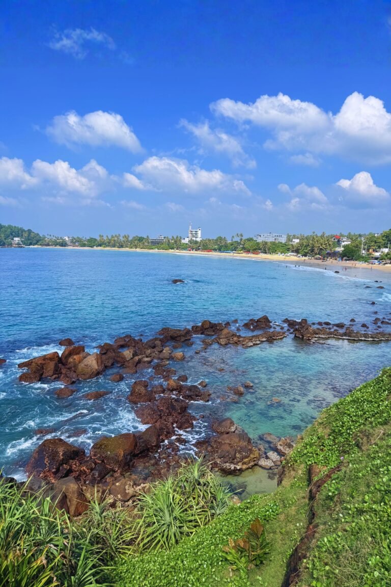 Mirissa Beach Sri Lanka with golden sand and turquoise ocean