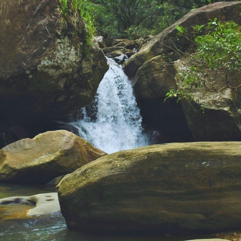 Waterfall hidden in the dense jungle of Kegalle district