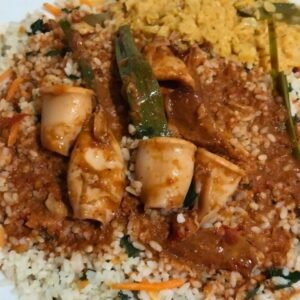 Spicy cuttlefish curry with coconut milk from Sri Lanka